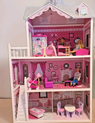 Dreistöckiges puppenhaus aus - dreistöckiges,
