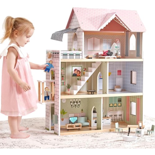Puppenhaus aus holz hoch - puppenhaus,