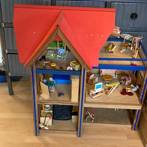 Holz puppenhaus rotes dach - dach, 3